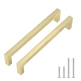 Goldenwarm 20 Pack 6-1/4 inch Gold Kitchen Cabinet Handles Brushed Gold Cabinet Pulls Kitchen Handles for Cabinets Closet Door Handle
