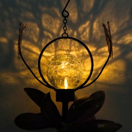 Taman Solar Wind Chime - Butterfly Solar Lights Wind Chimes with Spinner for Outside Deep Tone Decorative Memorial Gift for Home, Outdoor, Yard, Patio, Balcony, Garden Decor, 35"