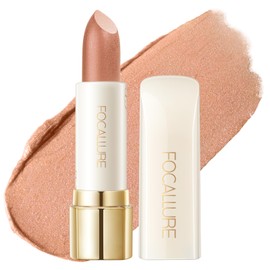 FOCALLURE FOCALLURE Moisturizing Shiny Lipstick,Pearl Shimmery Finish,Hydrating Tinted Lip Balm with Creamy Texture,Long Lasting High Pigmented Lip Stain,Bitter Sweet
