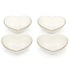 Surlama 4pcs Ceramic Big Heart-shaped Bowls Gold Line White Deep