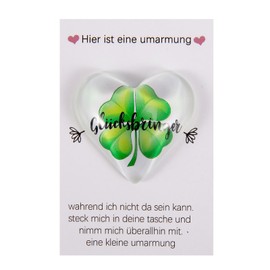 Heart Four-Leaf Clover Lucky Charm, Good Luck Gifts, Four Leaf Clover, Heart Lucky Clover Lucky Charm, Lucky Charm for Couples, Family, Friends, Good Luck for Exams (Y01)