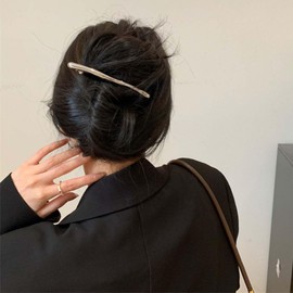 Aneneiceera Vintage Long Tube Bar Hair Clip Barrette Gold Bar Hair Barrette Clamp Minimal Metal Glossy Stick Barrettes Clips Decorative Hair Accessories for Women (Gold)