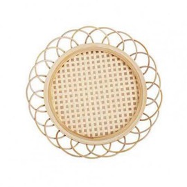 SagaSave Boho Style Woven Bamboo Rattan Coasters, Two Patterns Holes for Drink Coasters, Coffee Table, Home Decor, Housewarming Gift (Small Hole, 1 Piece)