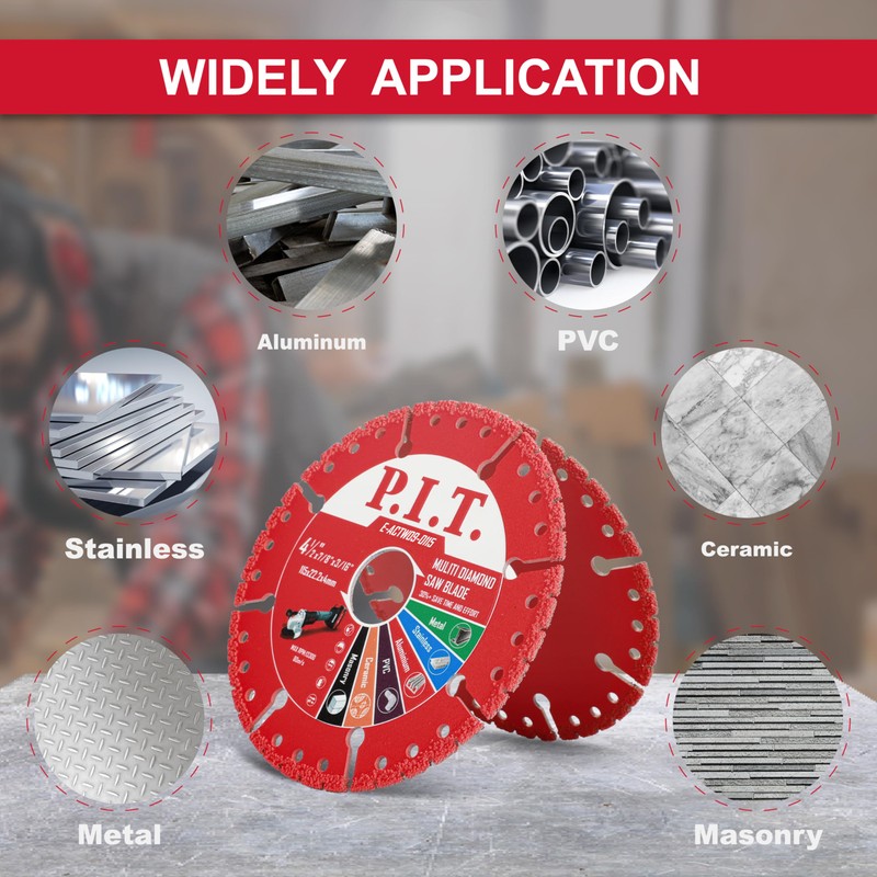 P.I.T. 3-Pack 4-1/2" Vacuum Brazed Diamond Cutting Disc, 7/8" Arbor