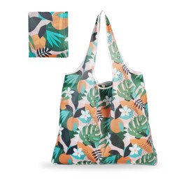 ALLY-MAGIC Reusable Shopping Bags, Foldable Shopping Bags Washable Grocery Bags Foldable in a Pouch Eco Tote Shopping Bag Groceries Tote Bags Y6-HSHBD (Leaves)