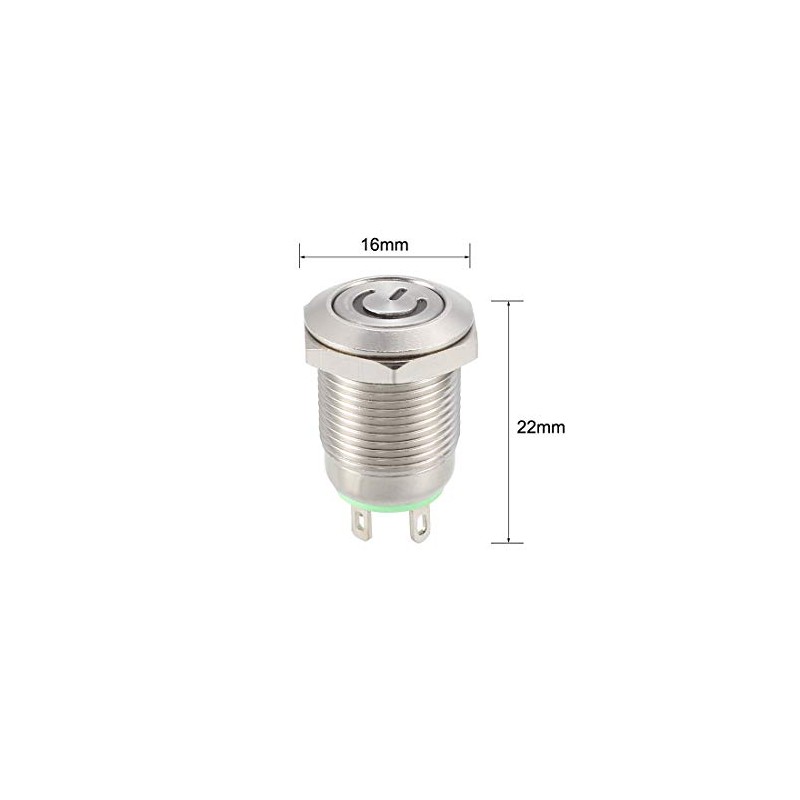 sourcing map Momentary Metal Push Button Switch Flat Head 12mm
