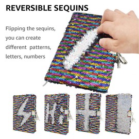 VIPbuy Diary with Lock and Key Notebook for Girls Kids Sequins Reversible Journals Notebooks A5 Lined with 1 Sheet Photo Corners 156 Pages 21.5 x 14 cm Colourful