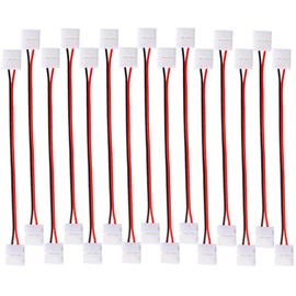 QitinDasen 15Pcs Professional 2 Pins LED Strip Light Connector, Non-Waterproof Snap Down Strip Connector, 8mm Solderless LED Strip to Strip Jumper Connector, Single Color Strip Light Connector