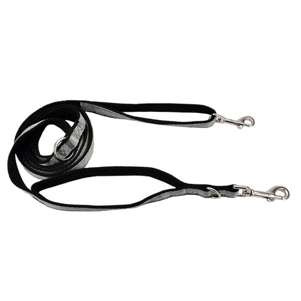 Coastal - Padded Multi-Function Dog Leash, Black and Grey, 3/4"