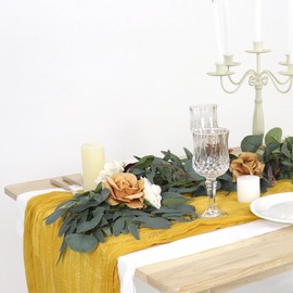 Cheesecloth Table Runner Gauze Table Runner Gold Table Runner 36x120 inches Rustic Cheese Clothes Fabric 10FT Romantic Wedding Runner Boho Sheer Table Runner for Reception Party Birthday Decorations