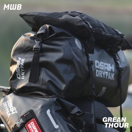 Greanthour Motorcycle Dry Bag - Waterproof Motorcycle Duffle & Luggage Tail Bag Saddle Bags with Roll Top Closure, Large Storage Space，for Motorcycle Back Seat(MudBrown, 60L)