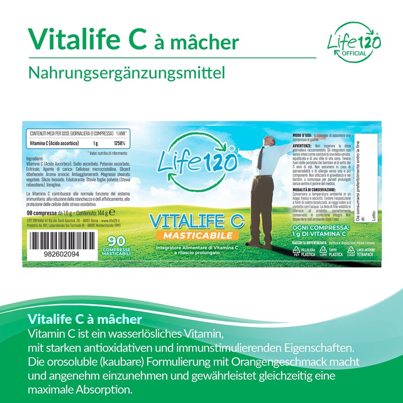 Life 120 - Vitalife C - 90 Tablets Vitamin C