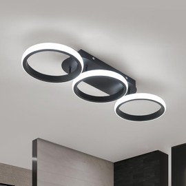 Kaniker Modern LED Ceiling Light, 3-Round Rings Flush Mount Ceiling Light 30W 6000K Cool White Ceiling Lamp Hallway Light Fixtures for Bedroom Living Room Kitchen Office Lighting