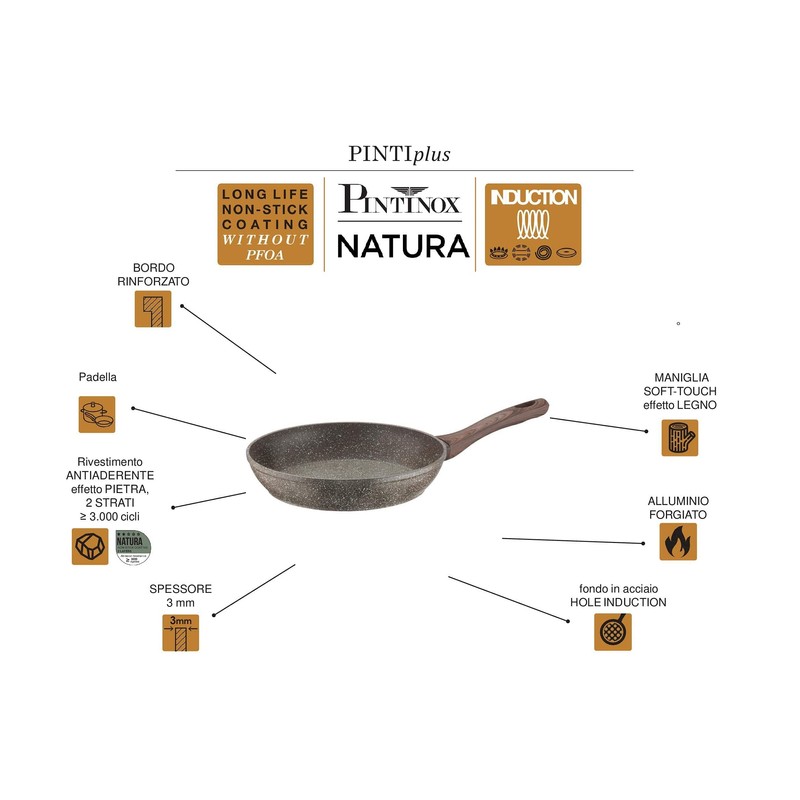 Pinti Natura Series Aluminium Saucepan Diameter 20 cm Non-Stick Coating