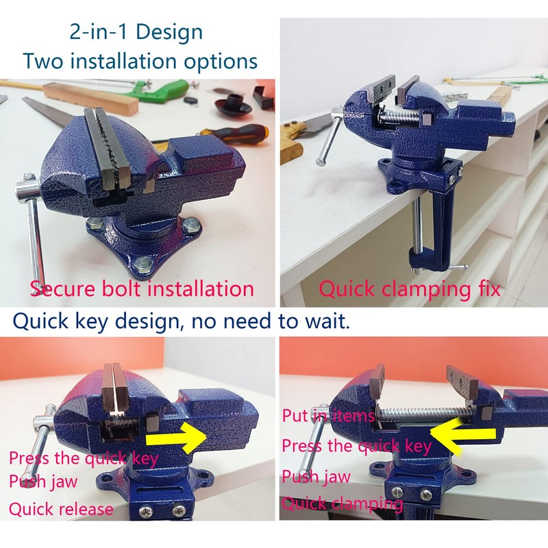 MYTEC Bench Vise or Table Vise, multifunctional jaw, multi-functional Combined