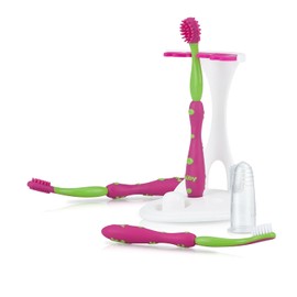 Nuby - Sistema de 4 etapas de cuidado bucal, color rosa/verde