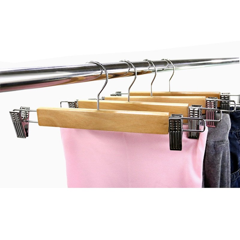 LOHAS Home 10-Pack Natural Finish Wooden Pant Skirt Hangers with
