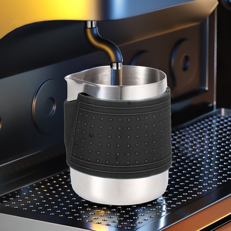 350ml Stainless Steel Milk Frothing Cup Anti-Scald Silicone Coffee Pitcher