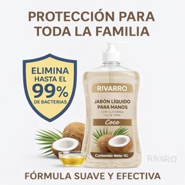 Jabón Líquido Para Manos con Glicerina y Aloe Vera, Aroma, 4 Litros, Fórmula Suave y Efectiva, Elimina 99% de Bacterias, Para Cocina, Oficina y Baño (