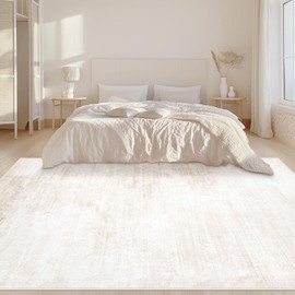 Area Rugs 6x9 Living Room: Washable Rug Modern Abstract Large Rug Soft Non Slip Neutral Rugs Stain Resistant Indoor Carpet for Bedroom Kitchen Dining Room Table Nursery Home Office Rugs(Beige,6'x9')