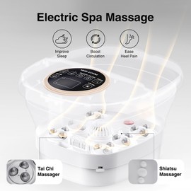Olixie Electric Pedicure Foot Spa with Bubble and Heat,Collapsible Foot Soaking Tub with Remote Control,Pedicure Tools for Feet and Automatic Foot Massager,Foot Bath Soak Tub