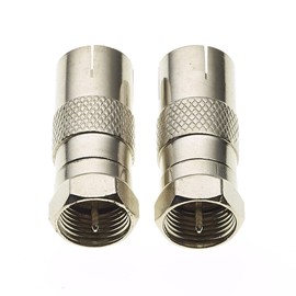TV Socket to Male F Plug Adaptor, Anti-Corrosion Male to Female Plug Adaptor, Pack of 2 TV Aerial Coaxial Coupler, Keple TV Cable Adaptor Plug