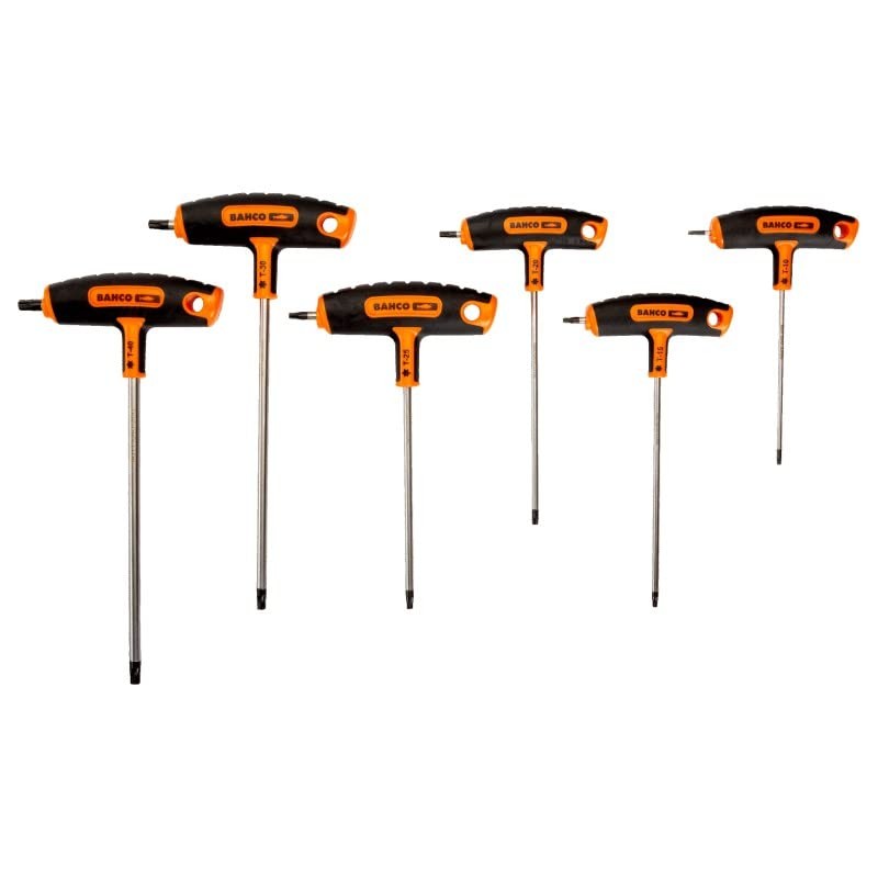 Bahco 903T-2 T-Handle Screwdriver Set for Torx Head Screws, Silver/Black/Orange,
