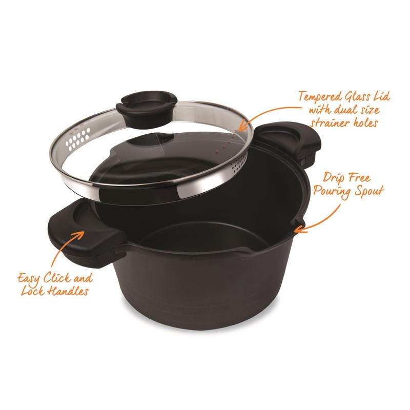 MasterPan 5 QT. Non-Stick Stock N’ Pasta Pot w/Locking Handles