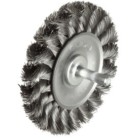 Weiler 17681 3-1/4" Stem-Mounted Knot Wire Wheel, .014" Steel Fill, 1/4" Stem, Made in the USA