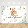 AIBIIN 7x5ft Bear 1st Birthday Backdrop We Can Bearly Believe