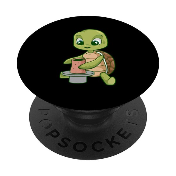 Lustige Schildkröte beim Töpfern PopSockets Klebender PopGrip