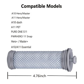 A10 A11 Filter Replacement for Tineco A10/A11 Hero, A10/A11 Master PURE ONE S11, PWRHERO11 Snap Cordless Vacuum Cleaner, Improve Suction/Washable/Reusable Filter Perfect for Pet Hair, Dirt, Dust