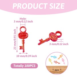 Pandahall 100pcs Mini Acrylic Skeleton Key Charms Pendants Mixed AB Color Vintage Rustic Key Loose Charm Beads for Jewelry Makings DIY Wedding Party Decoration Supplies