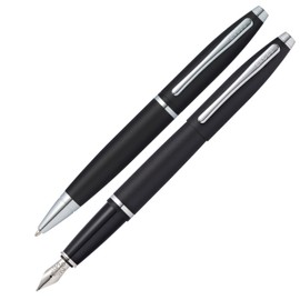 Cross Calais Ballpoint Pen and Fountain Pen Gift Set (Medium Line or Nib Size) Matte Black Ink