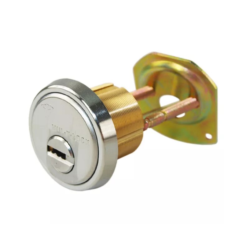 Mul-T-Lock Junior Satin Chrome Rim/Mortise Cylinder With 2 Keys and