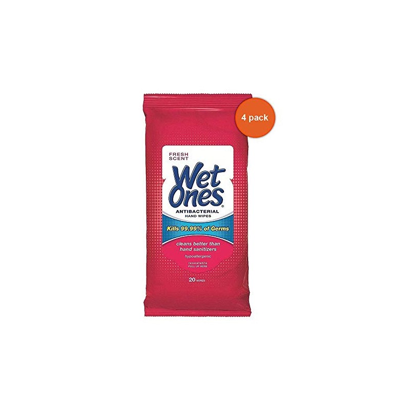 WET ONES Antibacterial Hand Wipes, Fresh Scent 20 ea (Pack