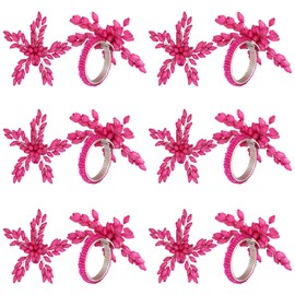 ITOS365 Napkin Rings Set of 12 for Dining Table Decoration Parties Everyday Metal Napkin Holder Leaf Pink (Pack of 12)