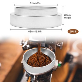 Puedno 51 mm Coffee Dosing Ring, Pack of 2 Universal Espresso Dosing Funnel, Espresso Funnel, Aluminium Coffee Dosing Ring, Coffee Powder, Exact Filling, Silver