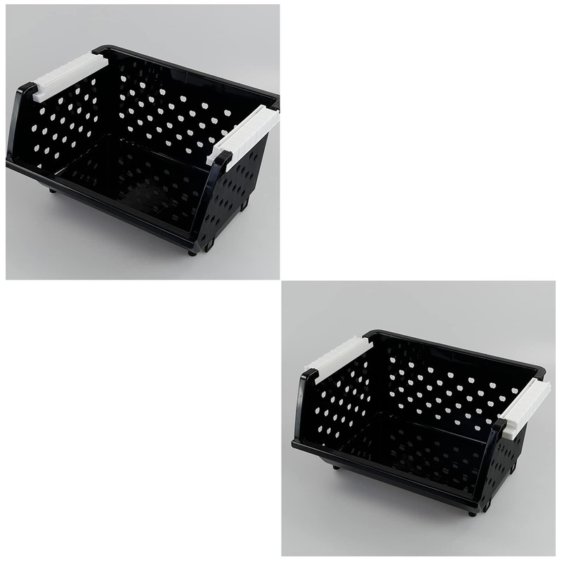 Wekioger 4 Pack Plastic Stackable Storage Baskets, Large Stacking Organizer