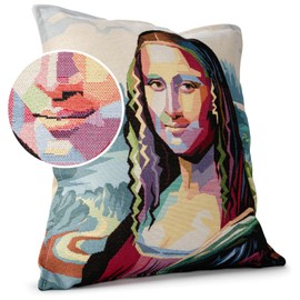 ANRO Cushion Cover Decorative Cushion Sofa Cushion Cover Tapestry Mona Lisa 45 x 45 cm without Filling