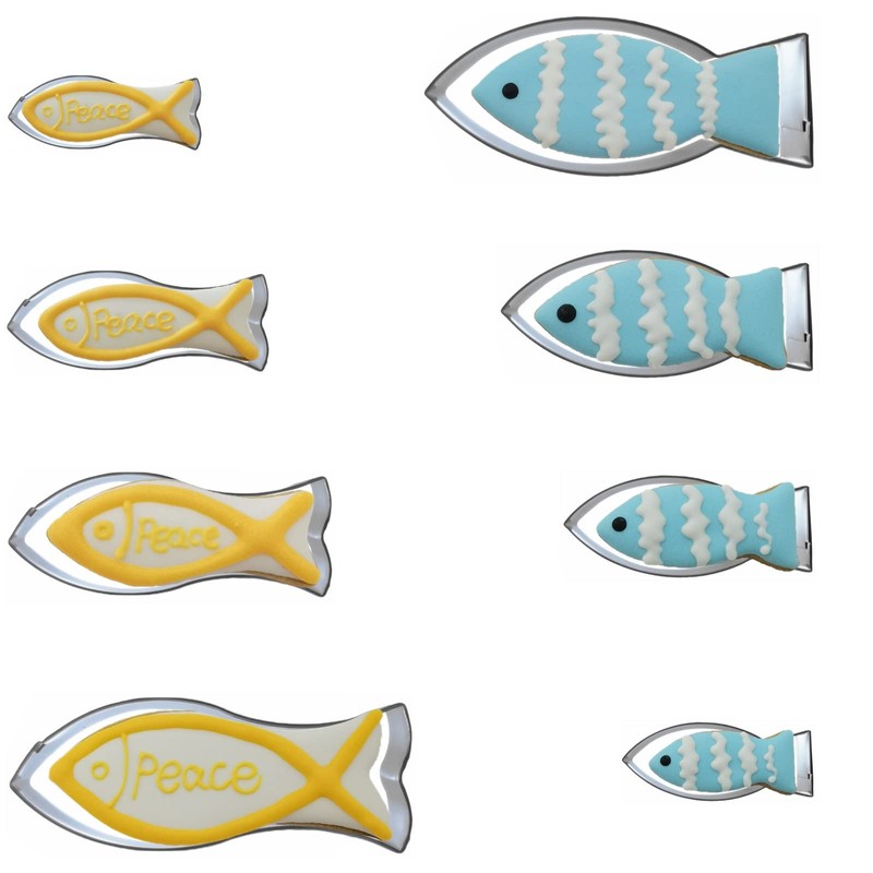 Fish Shaped Cookie Cutter Set of 8 pcs, Stainless Steel