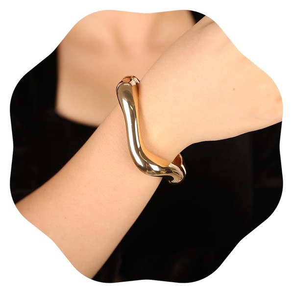JWICOS Irregular Bangle for Women Chunky Gold Chunky Bangle Bracelet