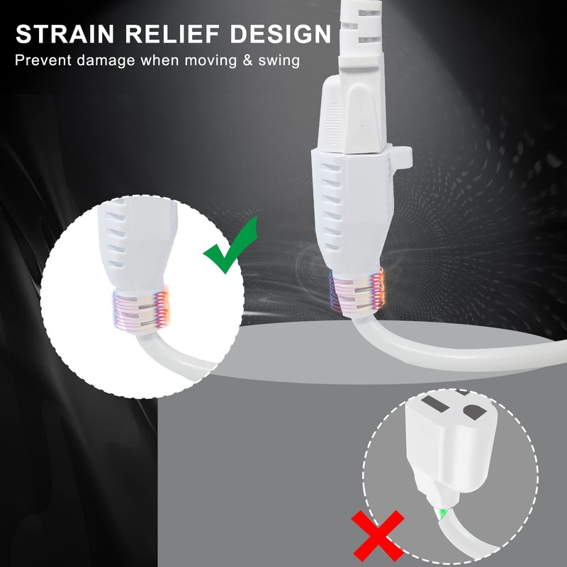 [Paquete de 2] Cable de extensión plano blanco de 3