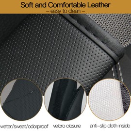 KodiTec Leather Seat Belt Covers for Adults, Waterproof Car Seatbelt Shoulder Pad Guards Against Sweat and Odor, Protects Your Neck and Clothes, 1 Pcs Black