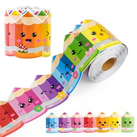 65.6ft Colorful Pencil Bulletin Board Borders, Back to School Bulletin Board Decorations Pencil Paper Cutouts Classroom Borders Trims for Display Wall Blackboard Decor