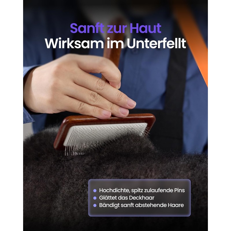 JirPet Zupfbürste für Hunde, 12-mm-Stifte, professionelle Fellpflege