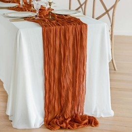 Cheesecloth Table Runner 75x400cm Rust Red Table Runner for Autumn Table Decorations Wedding Baby Shower Birthday Party (Rust Red)