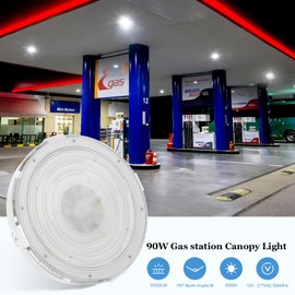 dephen 90W Round LED Canopy Lights, 5000K Garage Ceiling Lighting, 10350Lumens Low Bay AC120-277V Flood Lamp for Parking Gas Station Barn Warehouse Storage (UL-Listed)