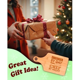 Engineering Gift Engineer By Day Chef By Night STEM Math Decorative Paddle Shaped Wood Serving Board