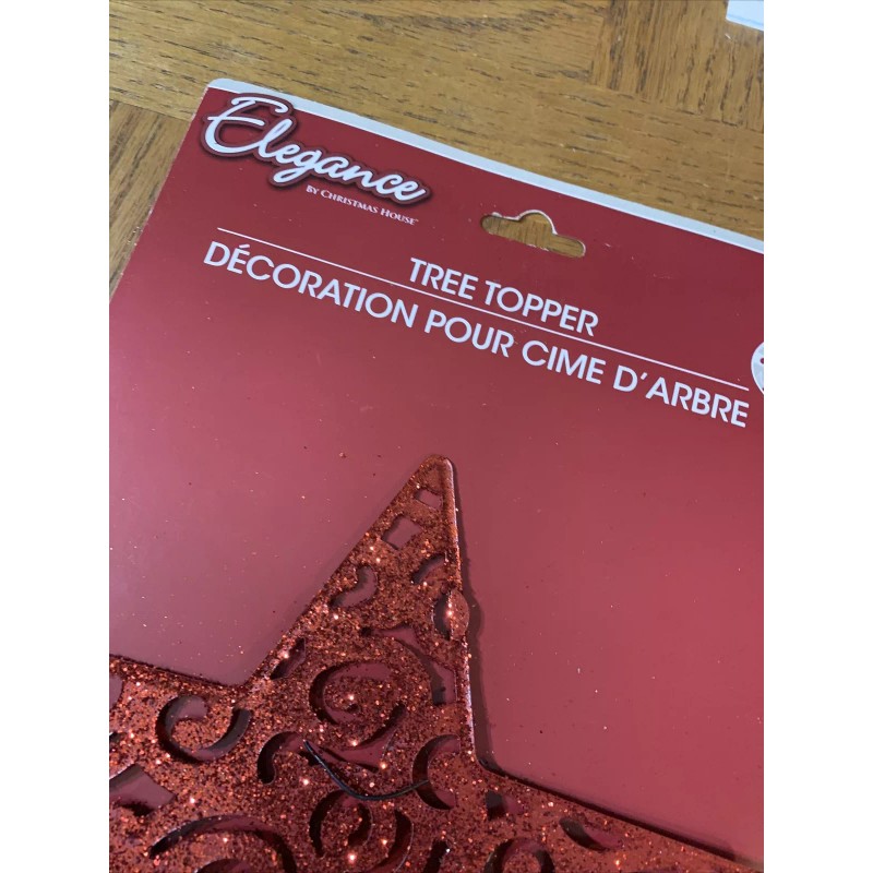 Elégance Elegance Christmas Tree Topper Red Glitter Star